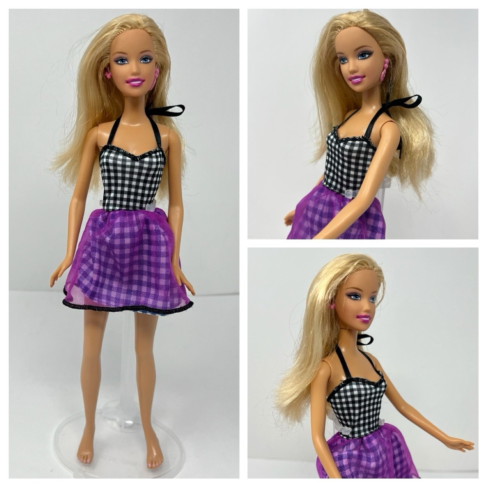 Barbie Mattel Fashionistas Flat Feet Blonde Hair 2005 Plaid Dress